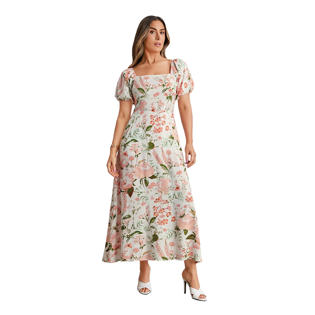 VESTIDO MULTICOLOR CAMPESINO MIDI 95729