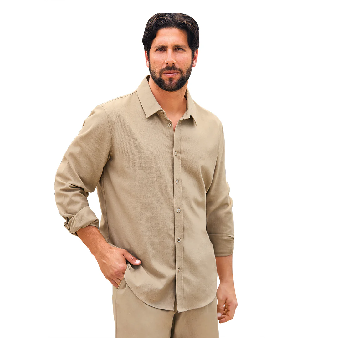 CAMISA CAFÉ MANGA LARGA CABALLERO 99993