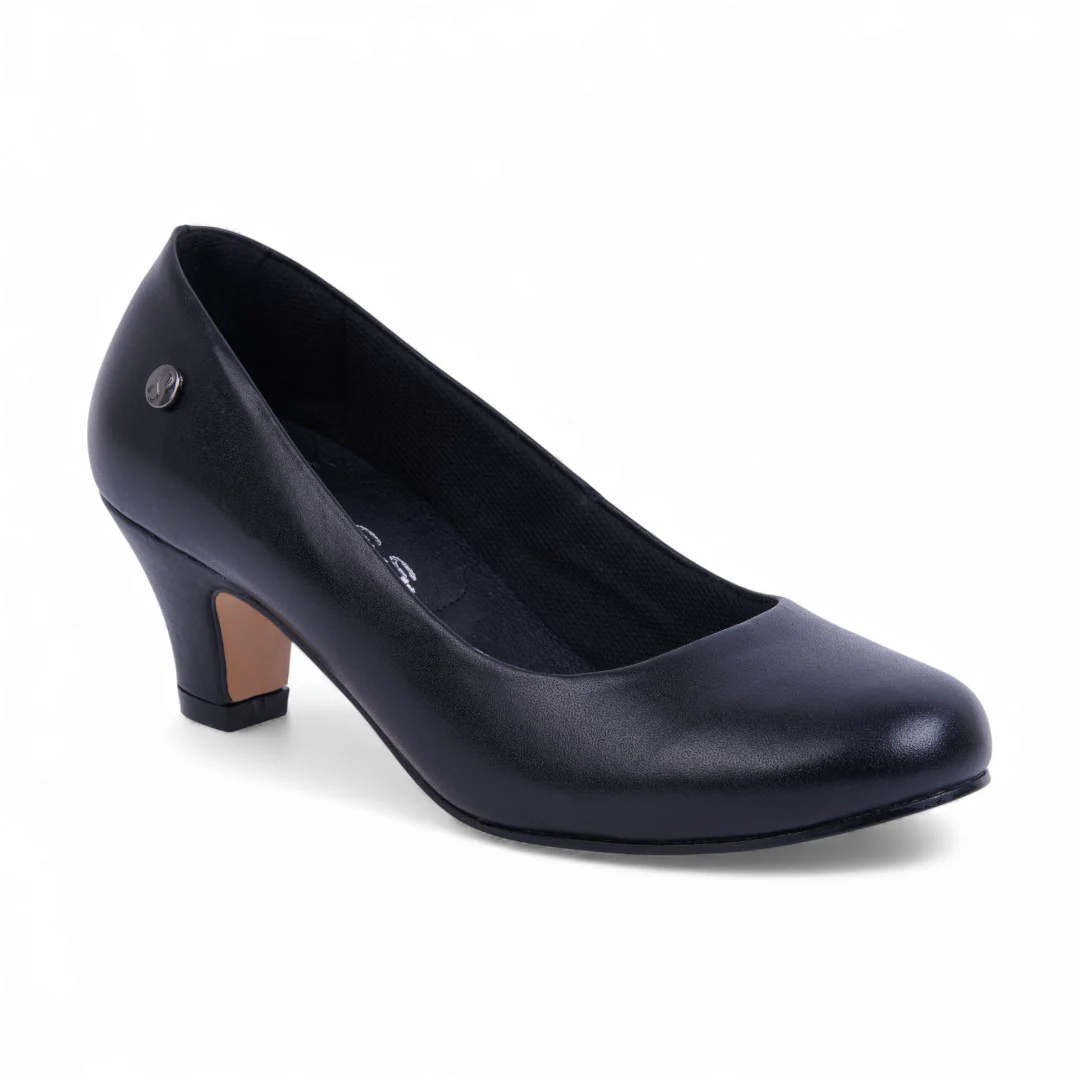 ZAPATILLA DE TACÓN BEIGE Y NEGRO LISO 74329