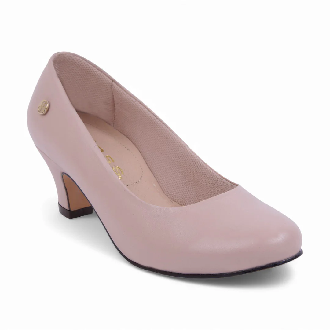 ZAPATILLA DE TACÓN BEIGE Y NEGRO LISO 74329