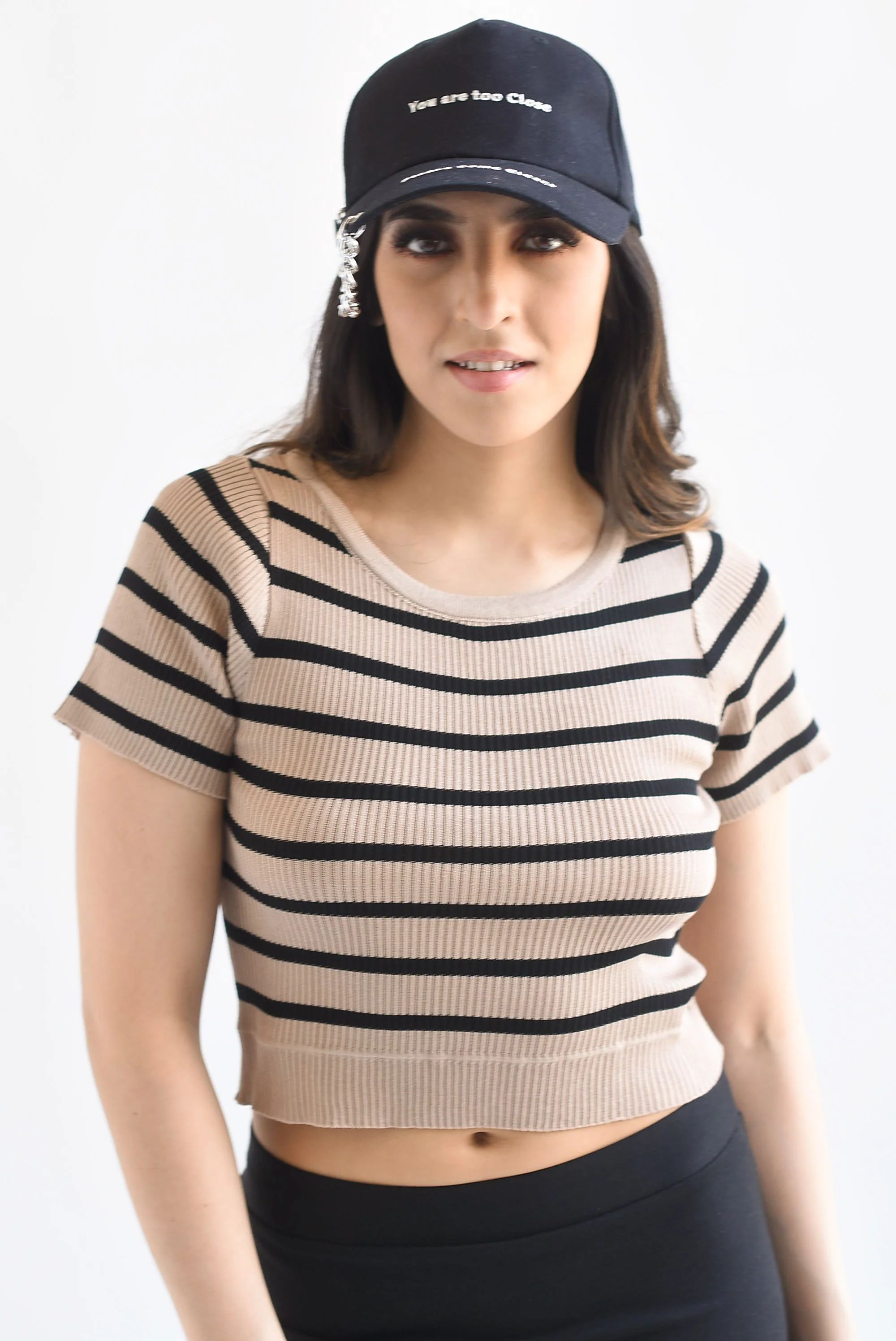 Blusa crop rayas horizontales Moka