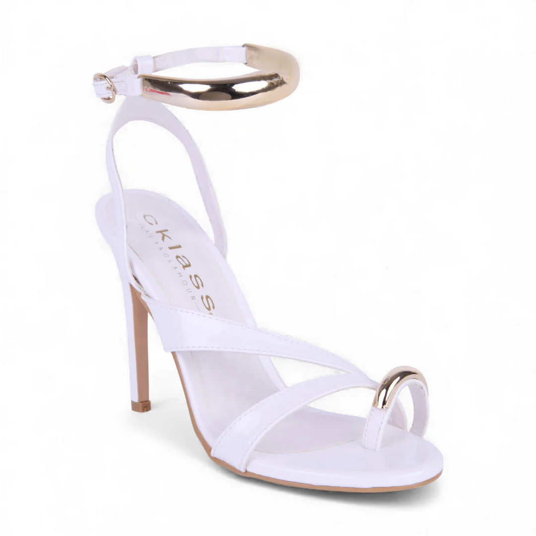 SANDALIA TACÓN IVORY DETALLE DORADO 14438