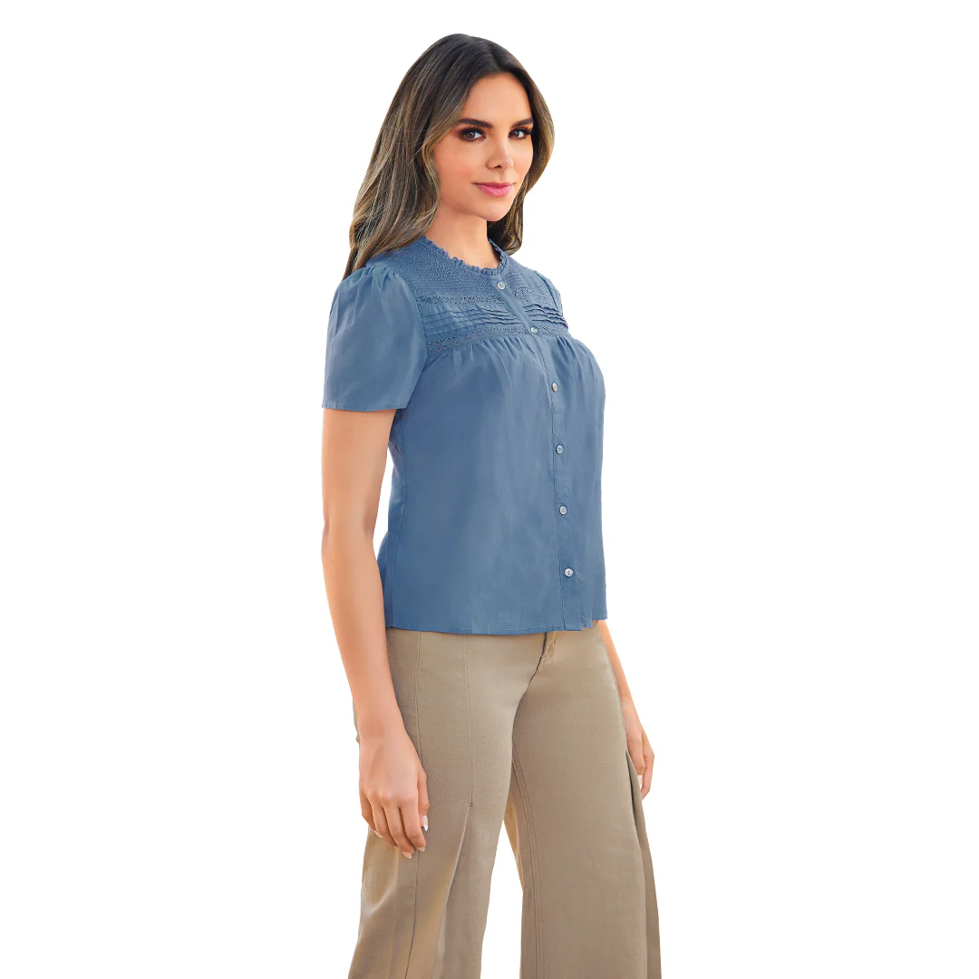 BLUSA AZUL SMOCK MUJER 99975