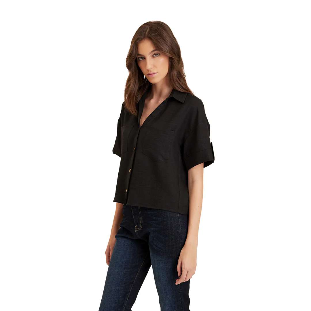 BLUSA NEGRA CUELLO CAMISERO 50067