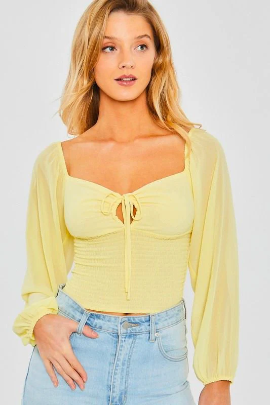 Blusa de gasa off shoulder Amarilla