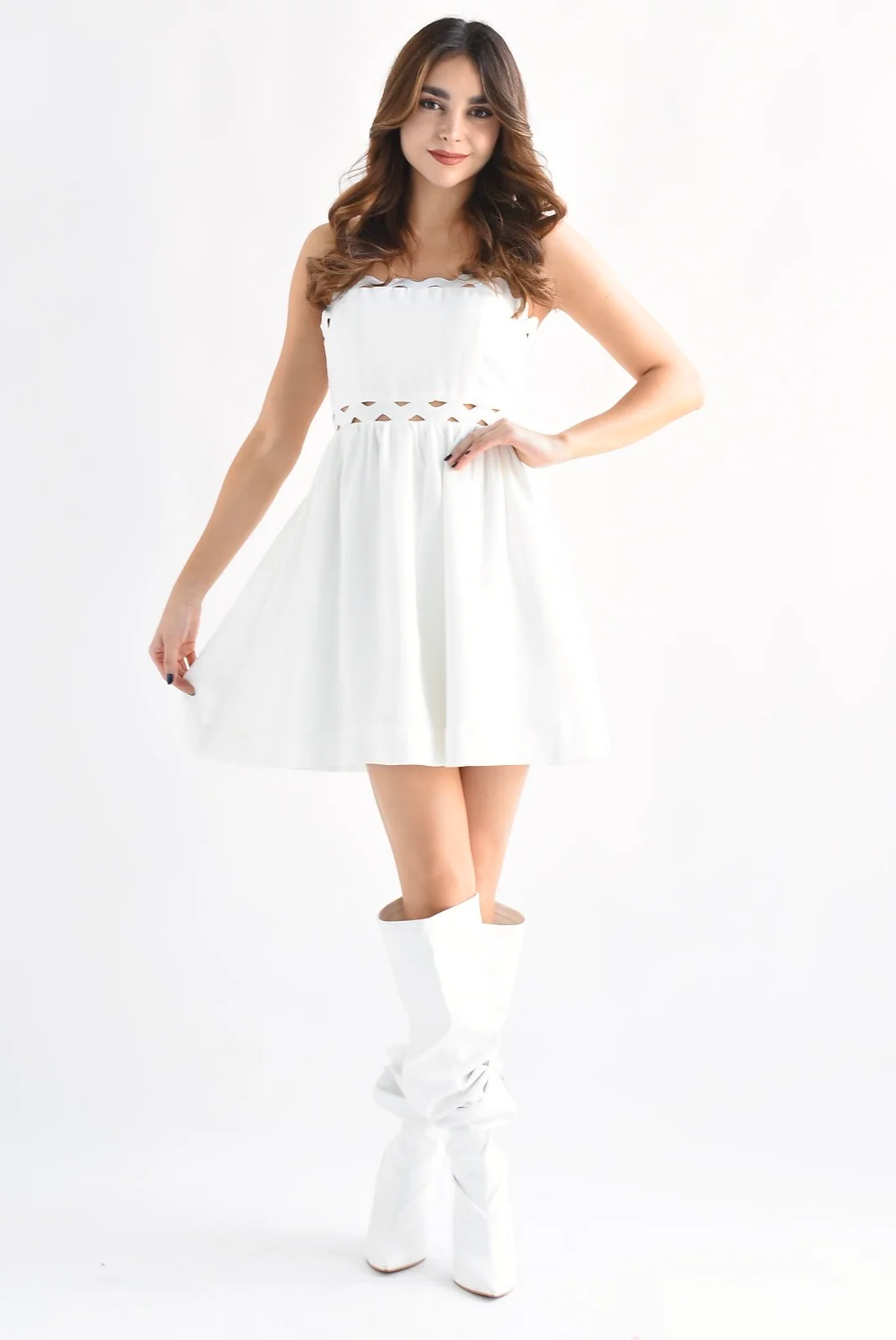 Vestido bies ondas Blanco