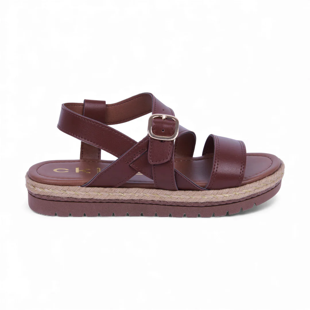 SANDALIA DE PLATAFORMA CAFÉ Y NEGRO CON LÁTIGOS 28611