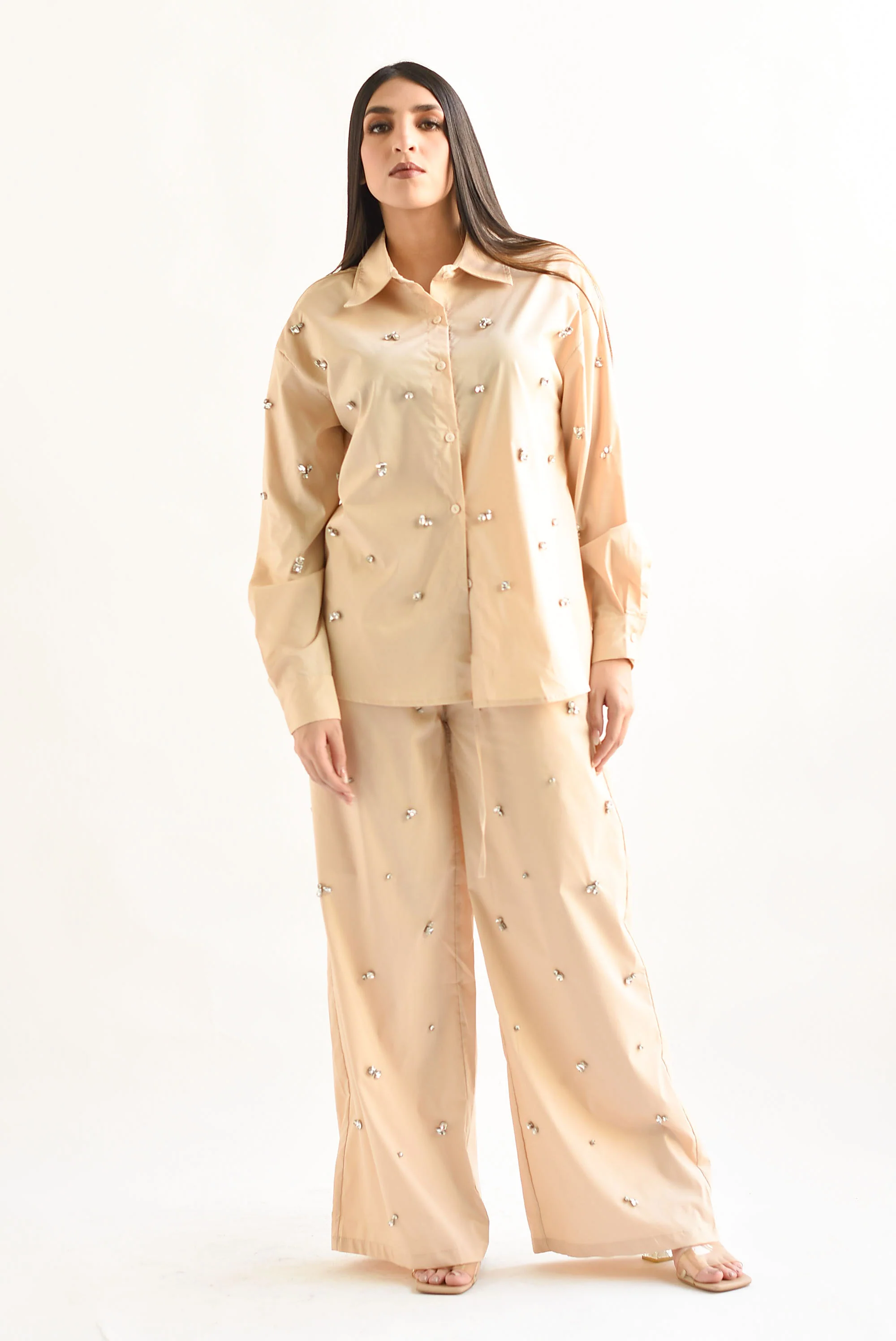 Set Pantalón y Camisa joya Beige