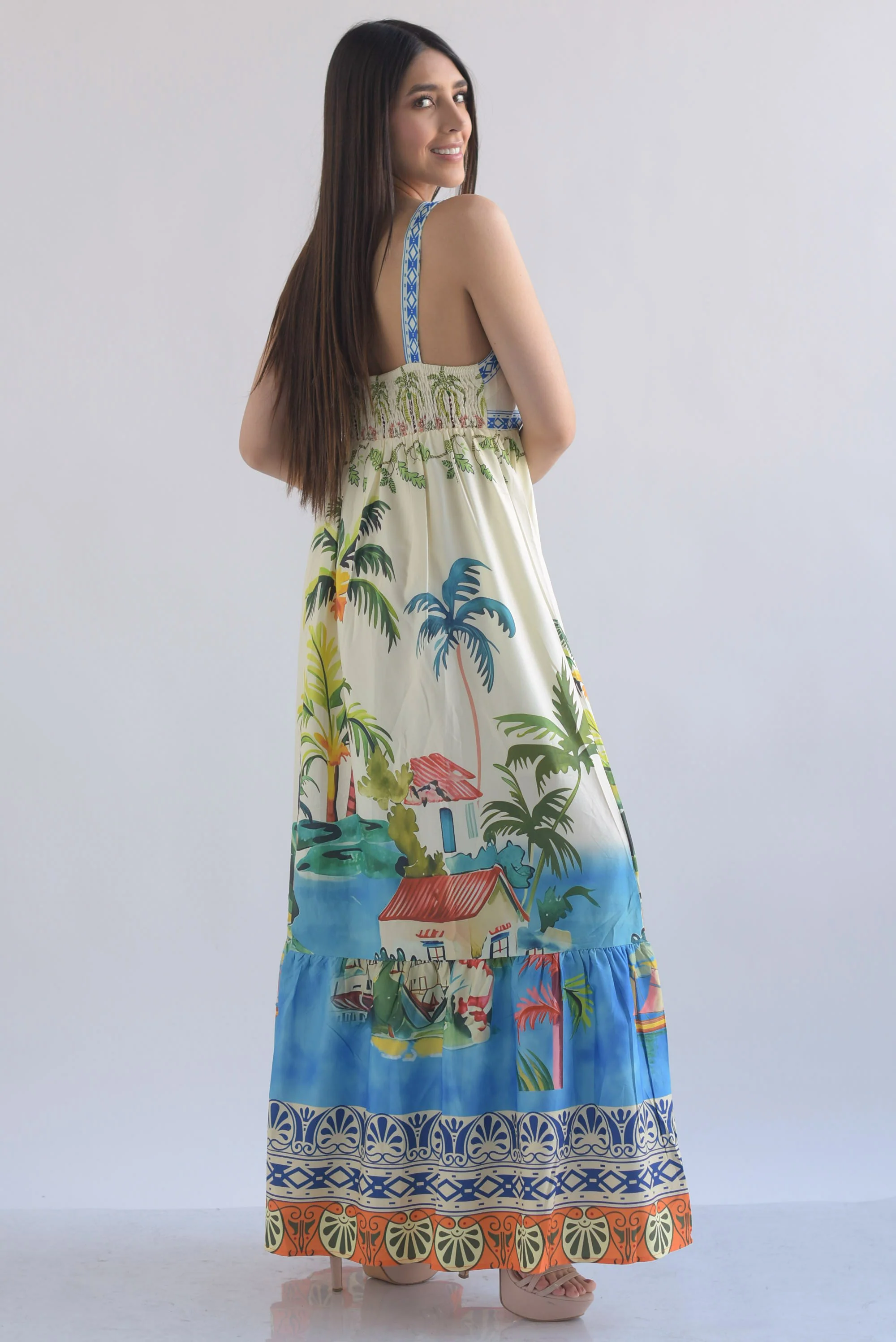 Vestido Tropical Palmeras tirantes