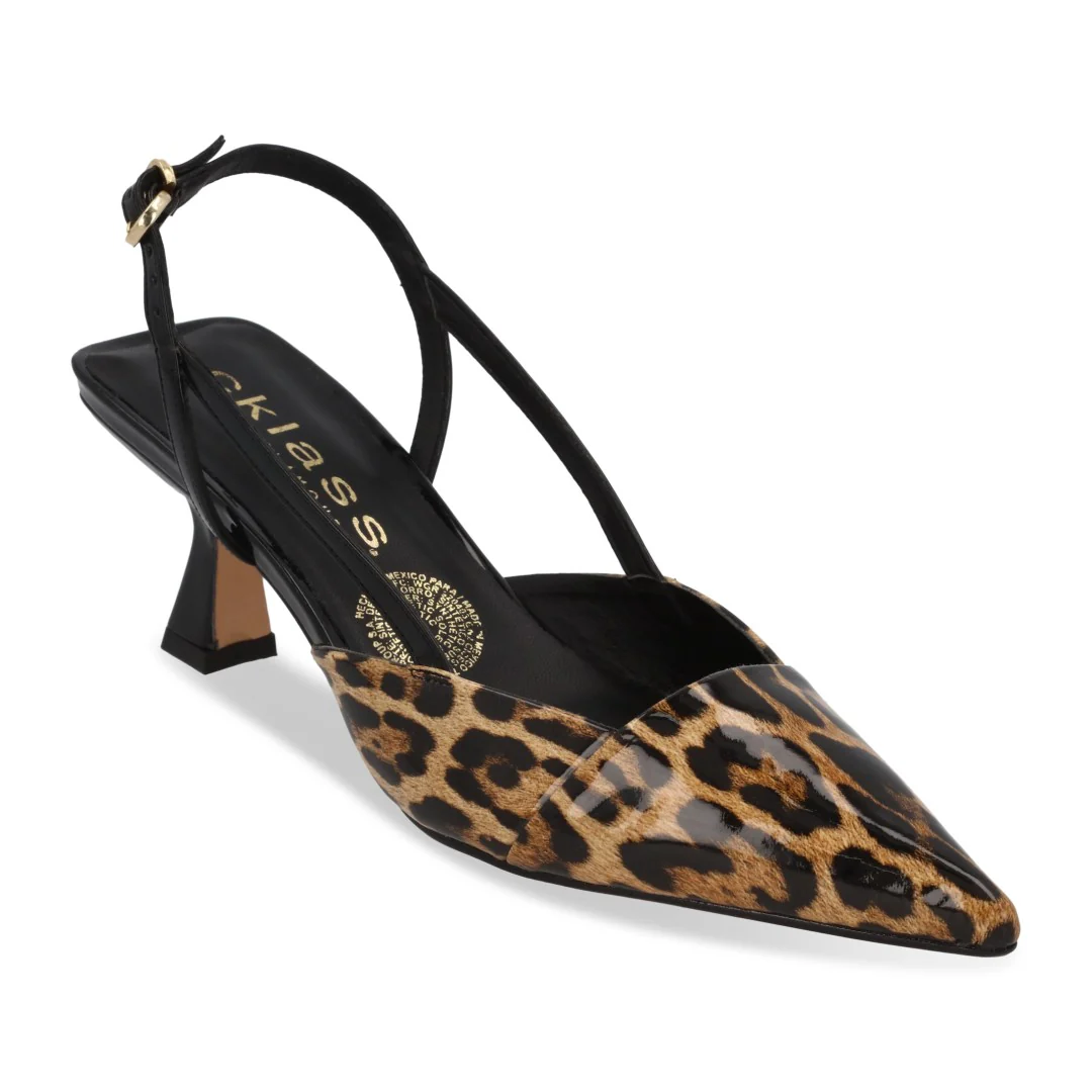 ZAPATILLA DE TACÓN ANIMAL PRINT ACABADO CHAROL 05054