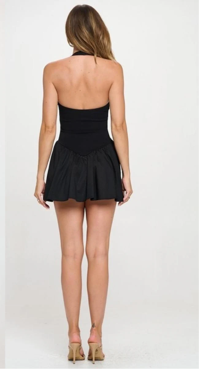 Vestido corto halter Negro