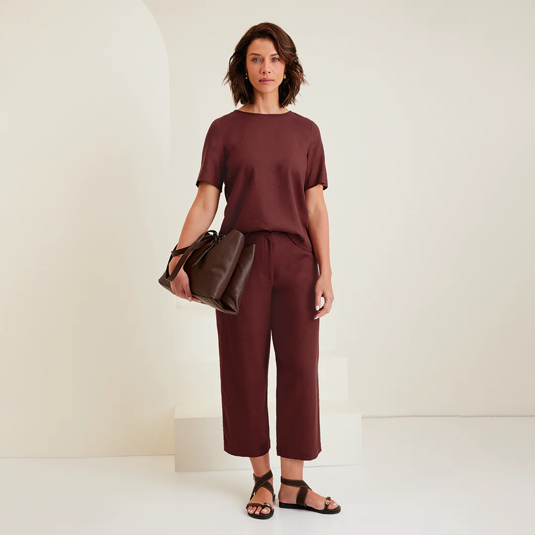 BLUSA CAFÉ CON LINO 95750