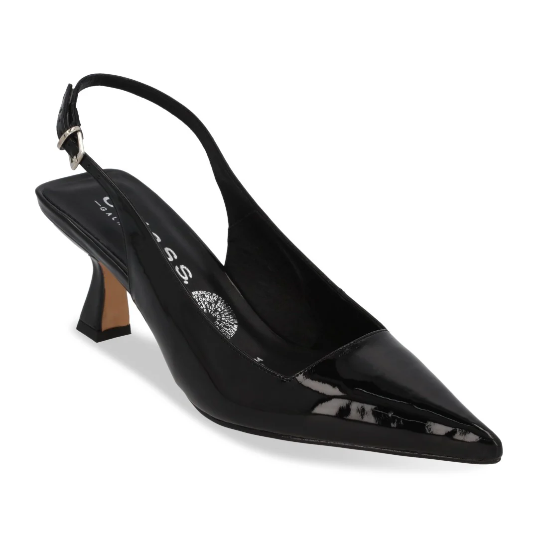 ZAPATILLA DE TACÓN NEGRO ACABADO CHAROL 05051