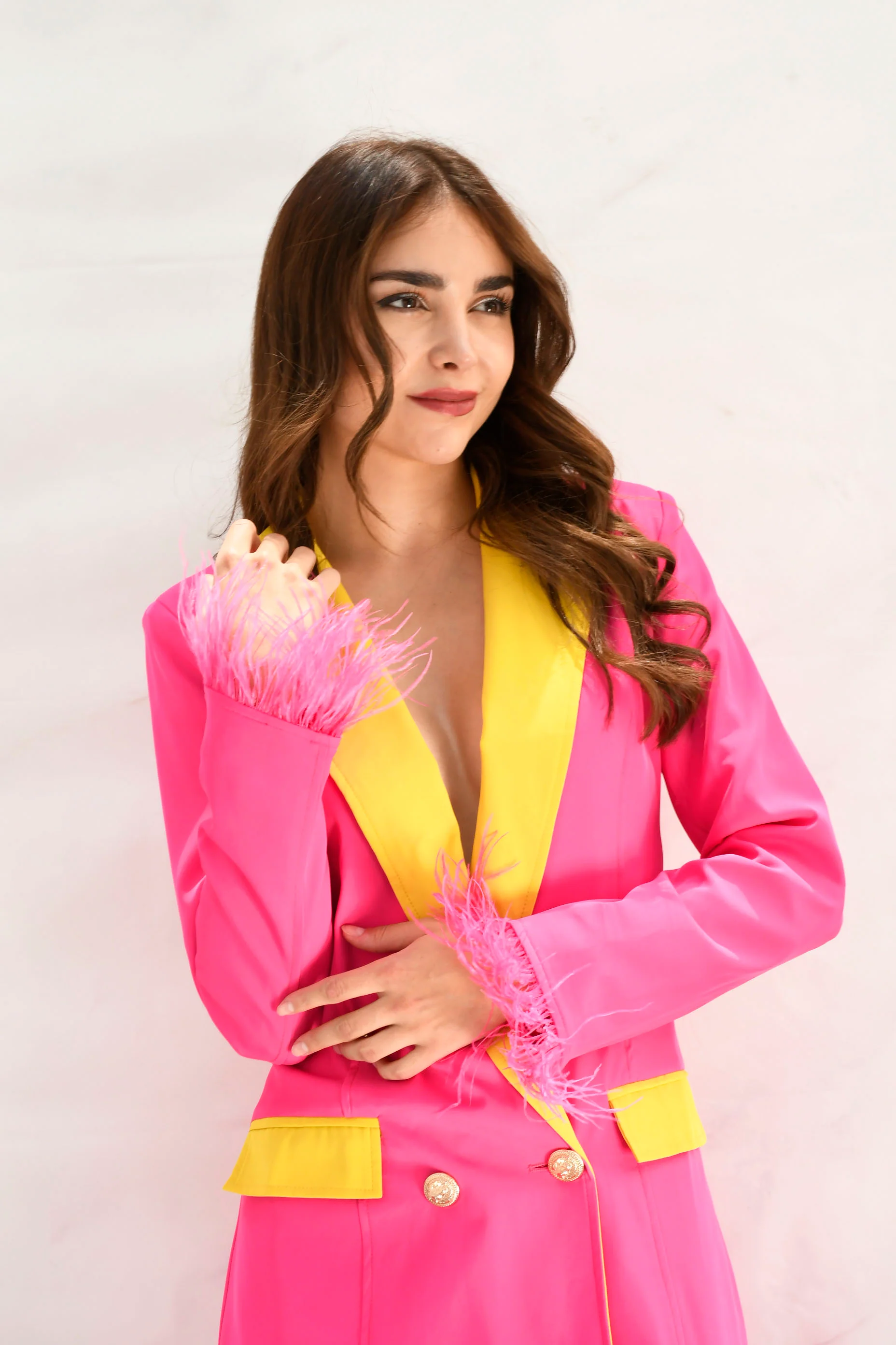 Blazer dress plumas Bicolor Fiusha