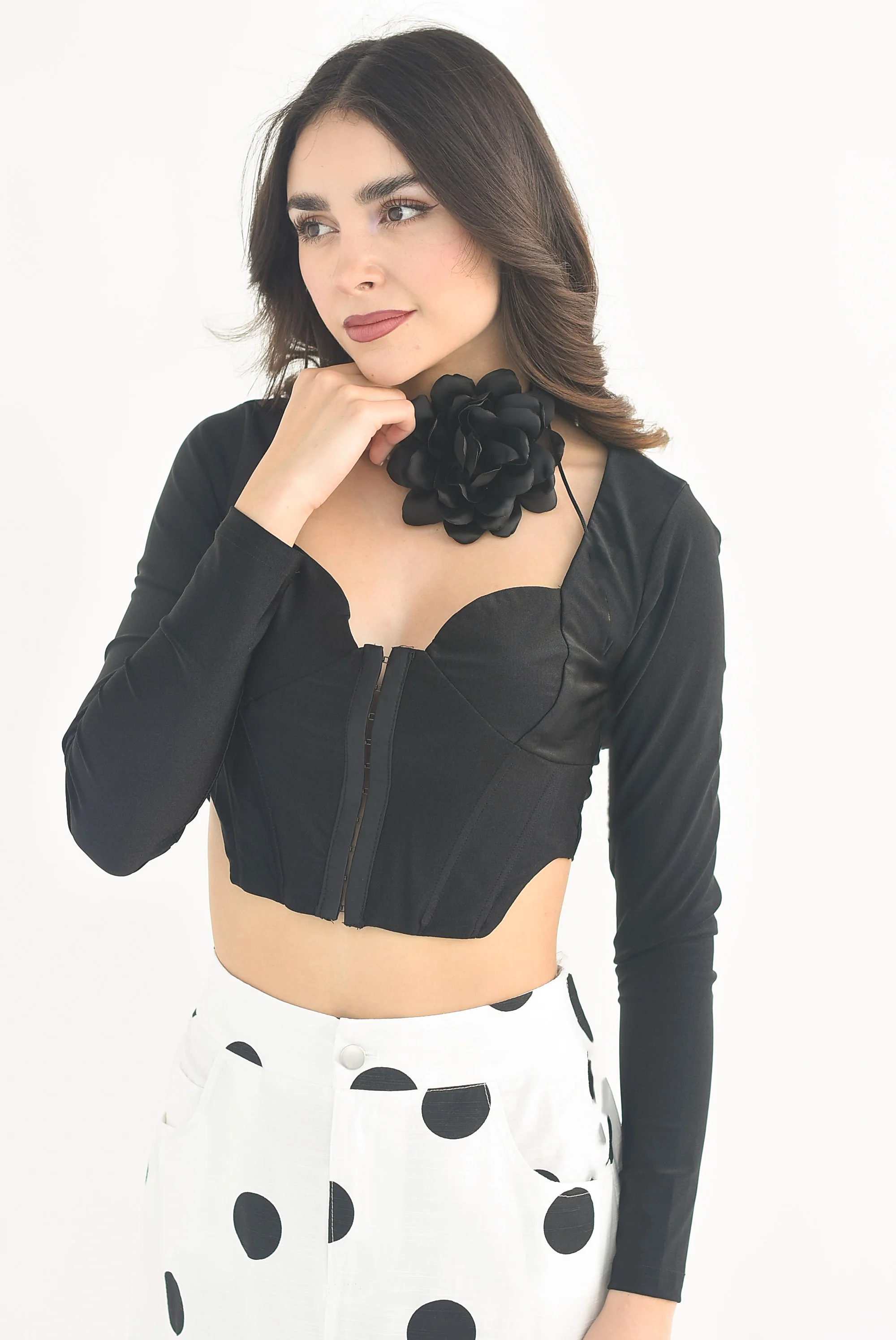 Blusa pretina corset Negra