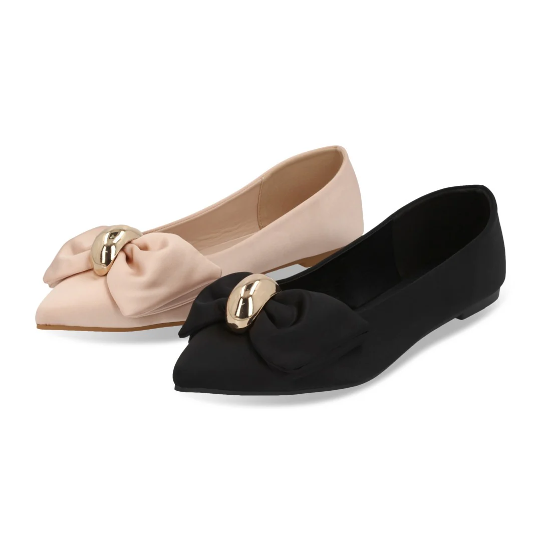 BALERINA CASUAL ROSA Y NEGRO CON MOÑO DUO 640