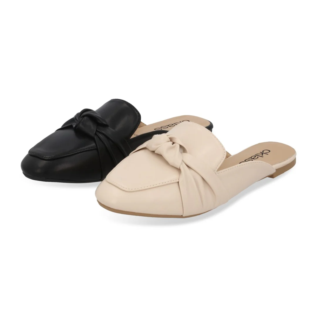 MOCASÍN CASUAL NEGRO Y HUESO CON NUDO DUO 642
