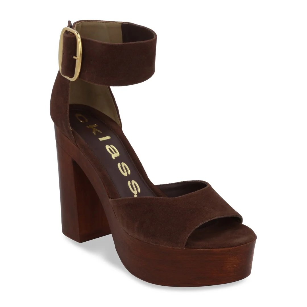 SANDALIA DE PLATAFORMA CAFÉ CON HEBILLA 04155