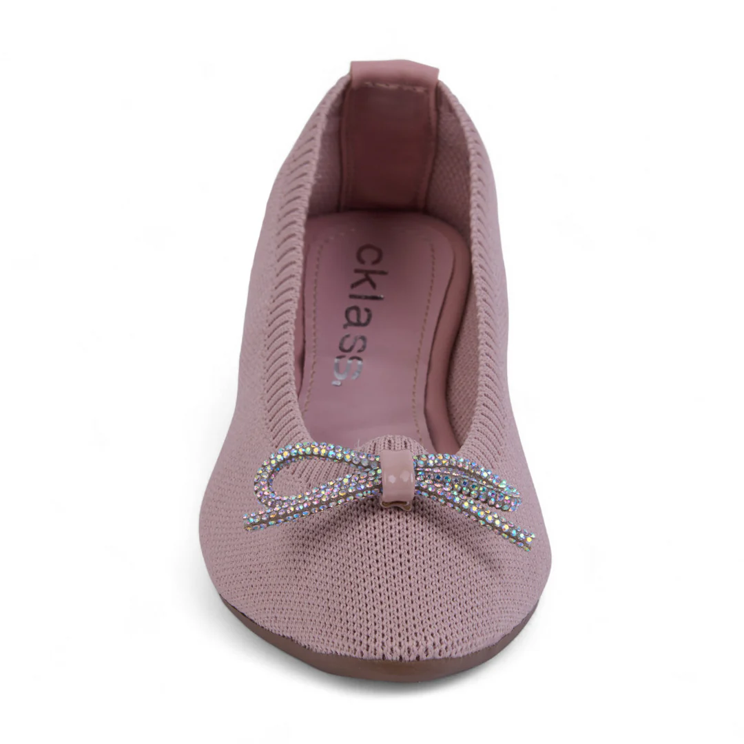 DÚO 368 BALLERINA DE PISO NEGRO Y ROSA MOÑO 40050