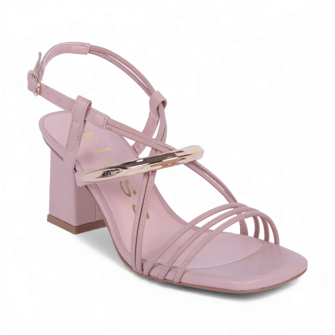 SANDALIA DE TACÓN BEIGE CON TIRAS 69930