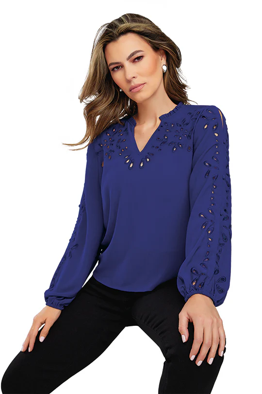 BLUSA MORADA TIRA BORDADA 96582