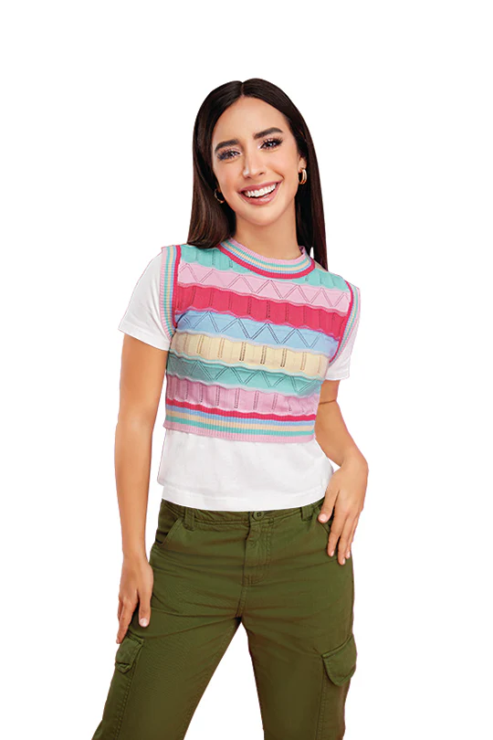 BLUSA MULTICOLOR COMBINADA CON CHALECO 94259