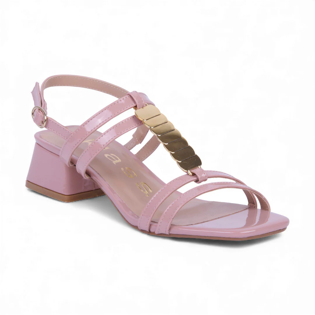 SANDALIA DE TACÓN ROSA HERRAJE 69933