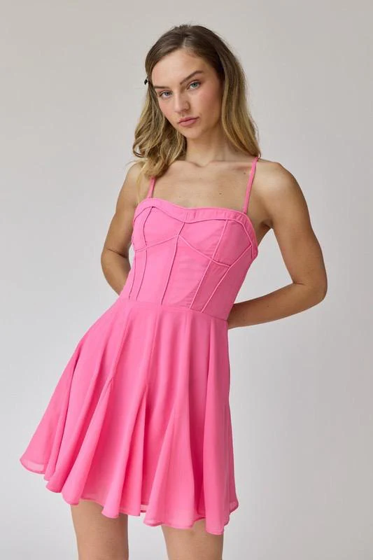 Vestido corset gasa Rosa