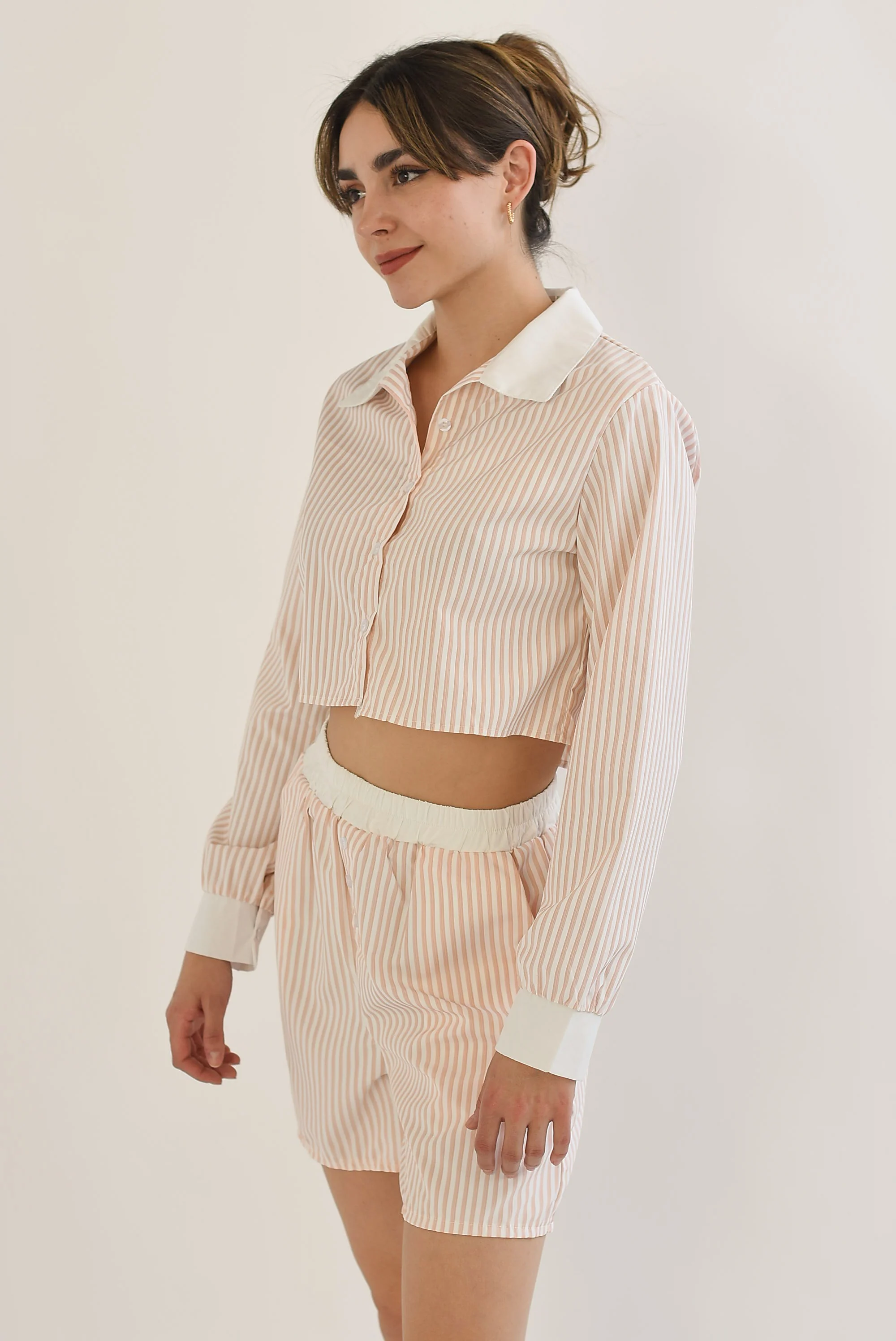 Set Short y Camisa rayas cuello Blush