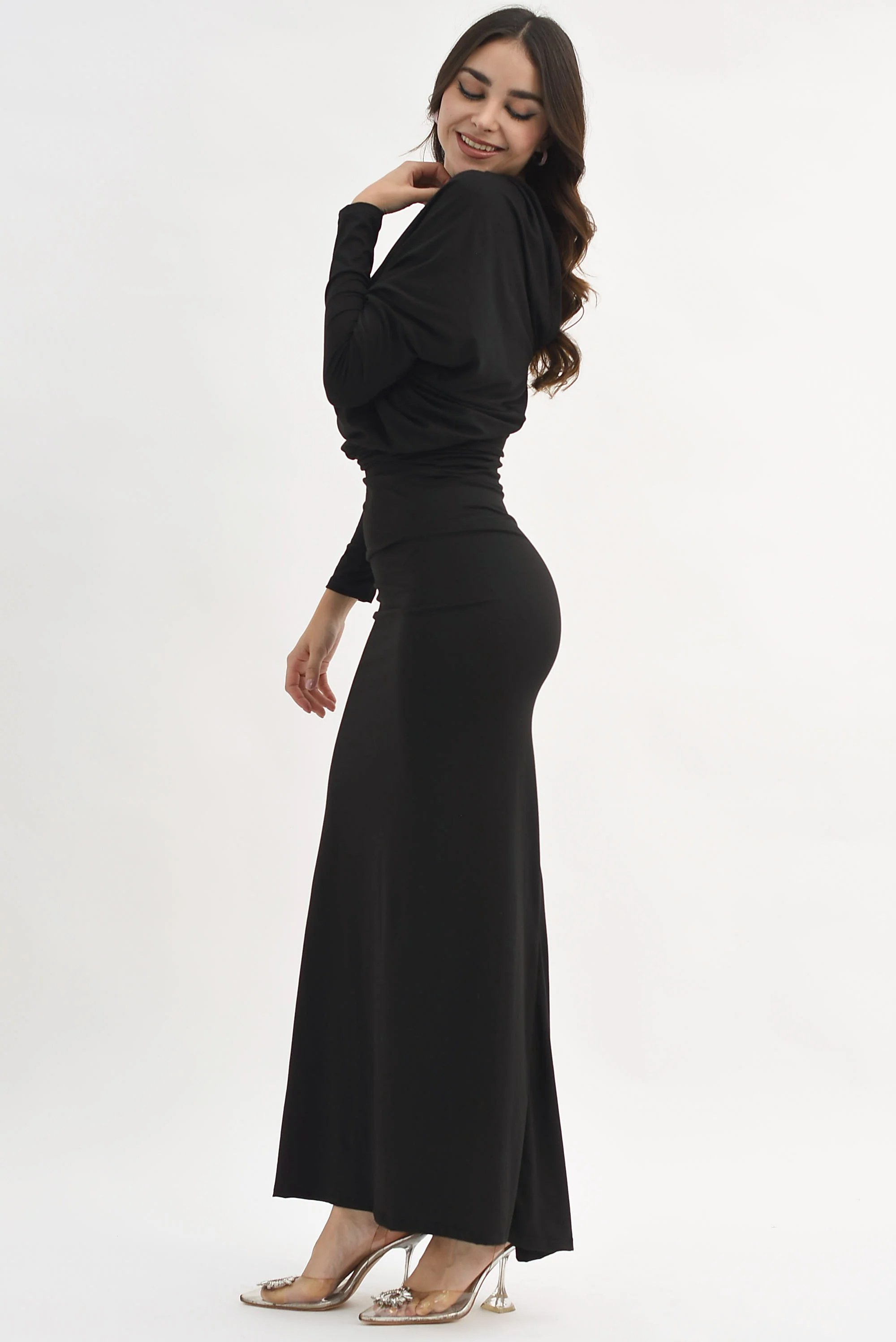 Vestido largo algodón Negro