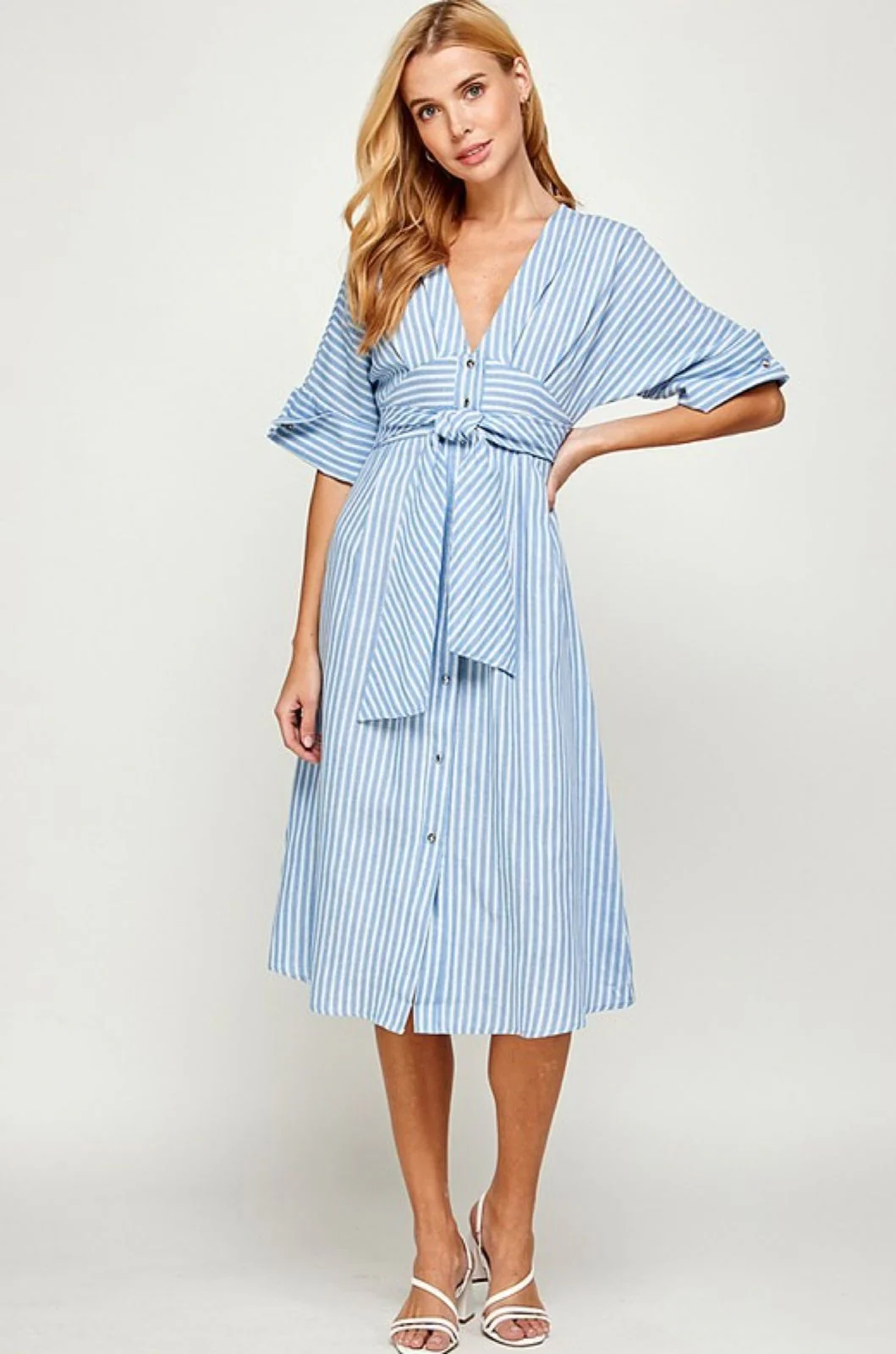 Vestido midi de rayas Azul