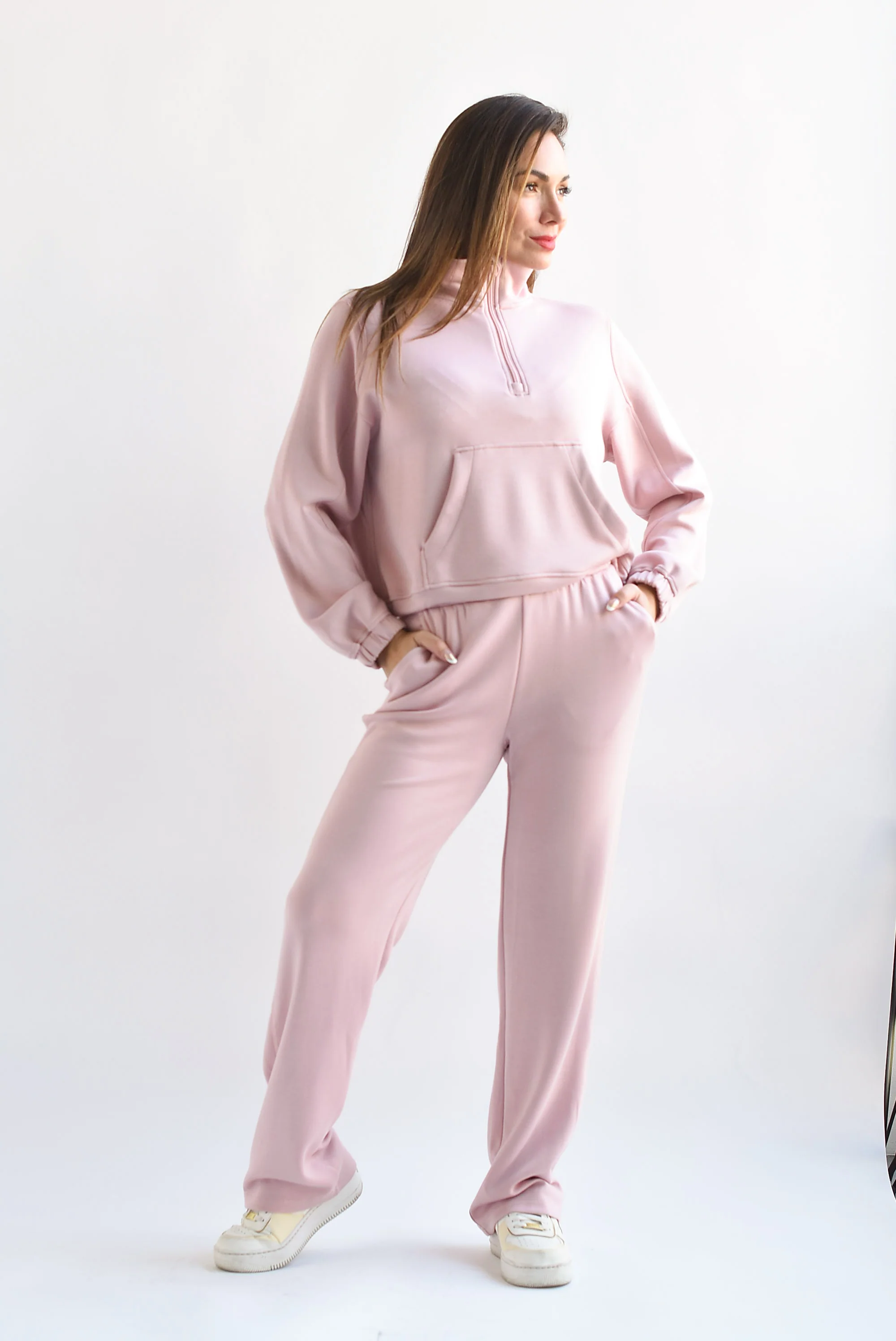 Set Pantalón  y Sudadera cierre Rosa