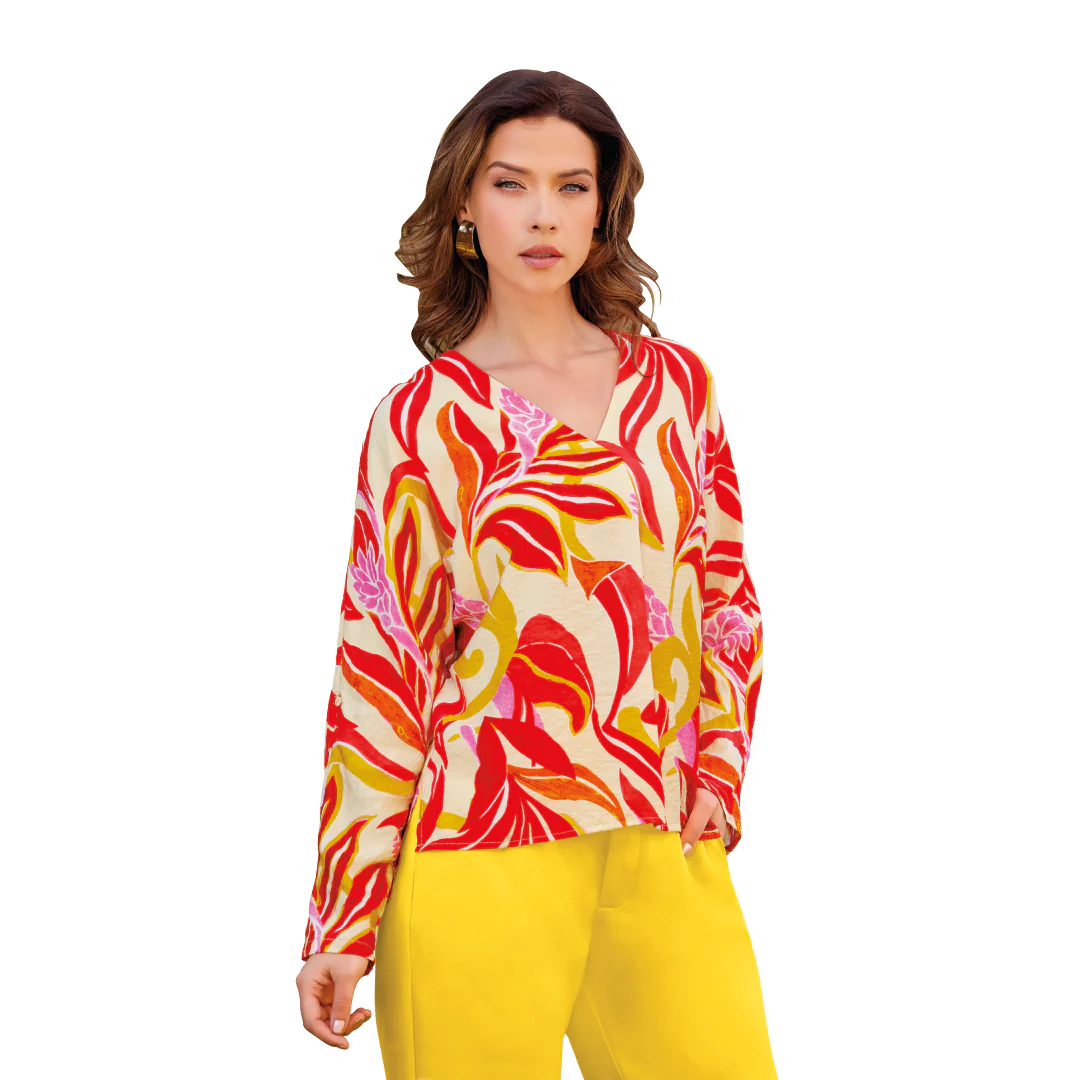 BLUSA MULTICOLOR ESCOTE V 90497