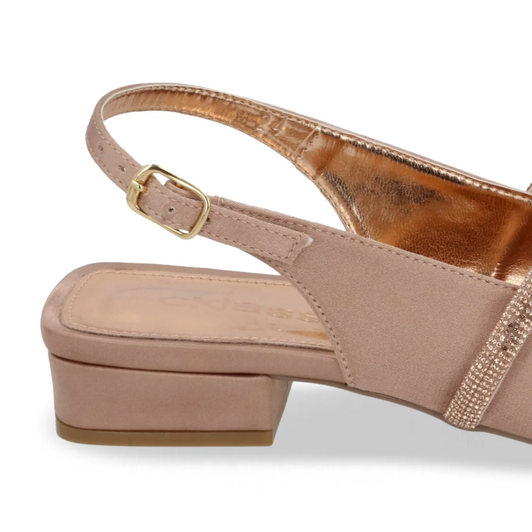 BALLERINA DE TACÓN ORO ROSADO CON TIRA DE BRILLO 48919