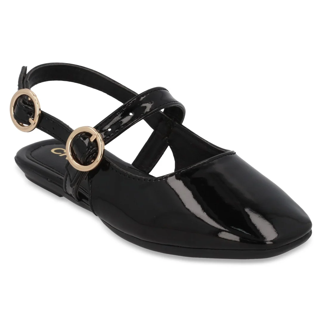 BALERINA CASUAL NEGRO Y ROJO CON ADORNO DUO 729