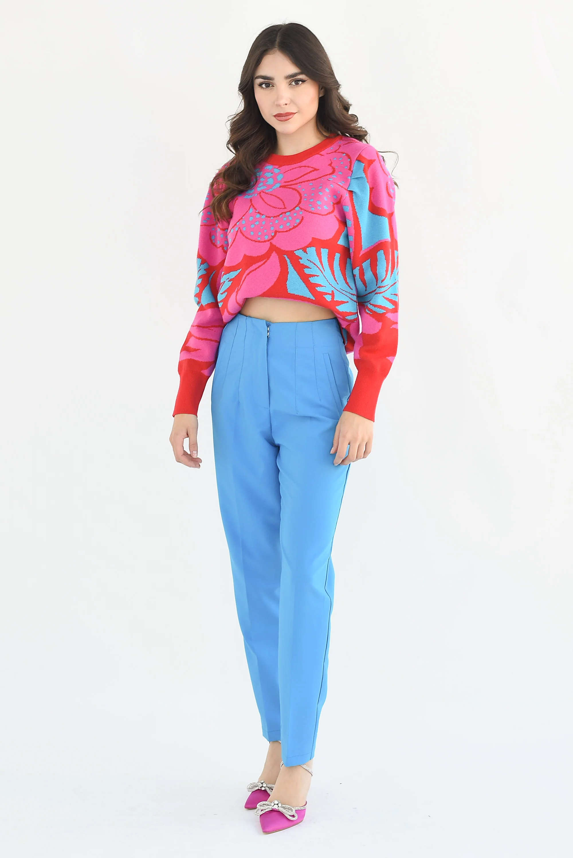 Pantalón corte Mom Azul Mikonos