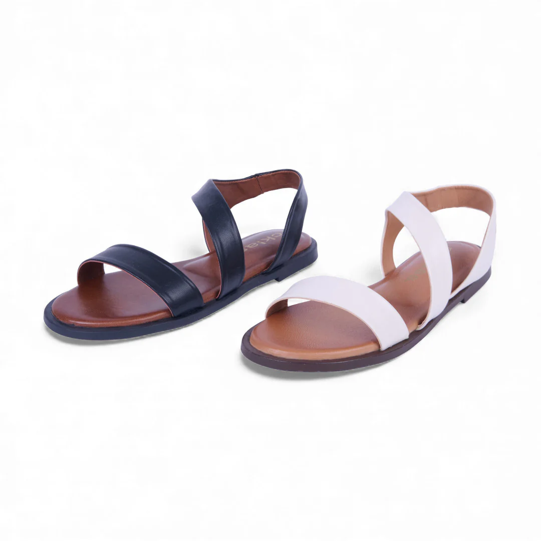 DÚO 526 SANDALIAS DE PISO HUESO Y NEGRO CON TIRAS 40643