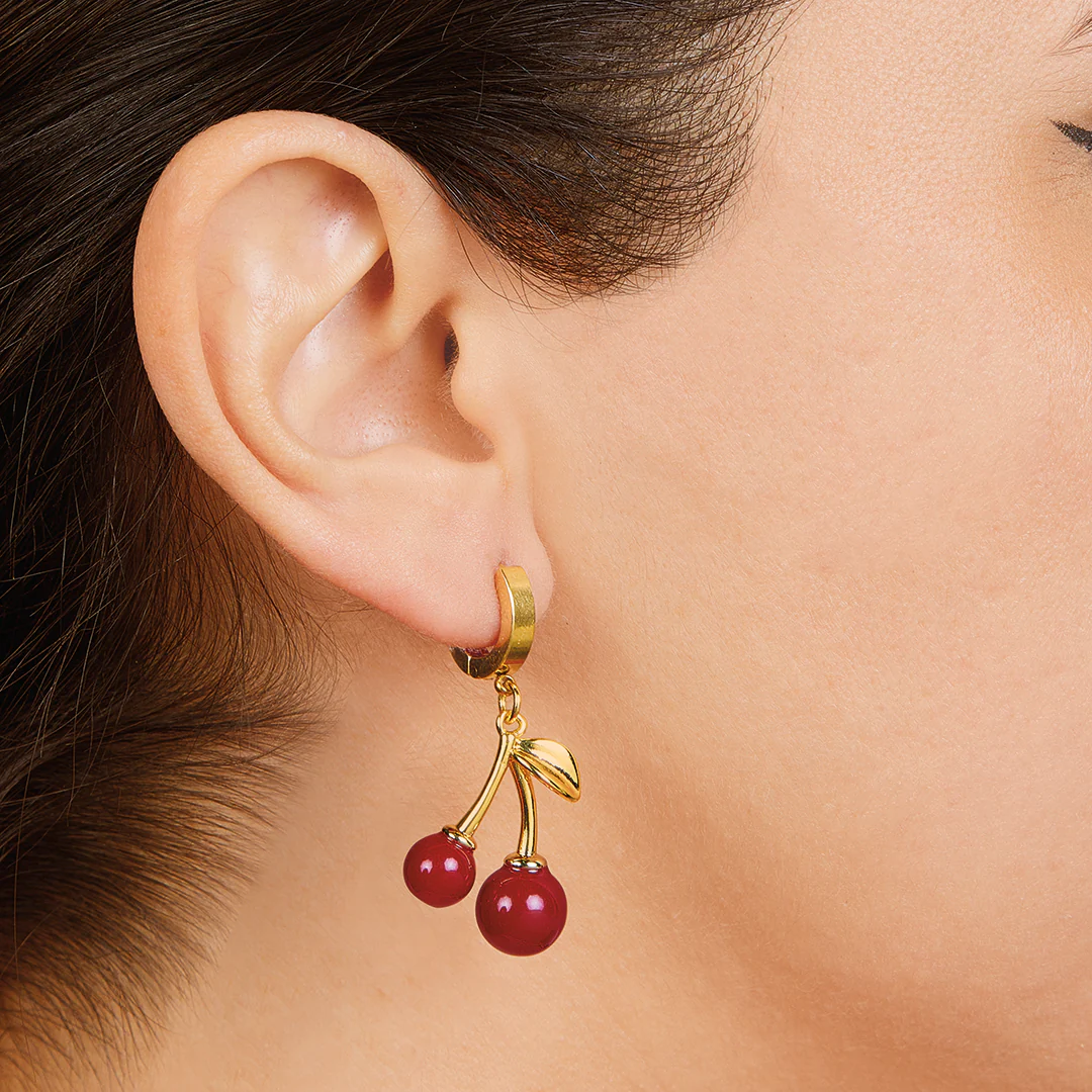 ARETES DISEÑO CEREZA ROJO 94024