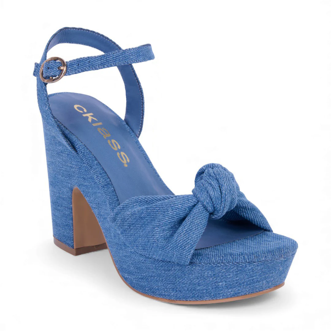 SANDALIA MEDIA PLATAFORMA MEZCLILLA CON MOÑO 21747