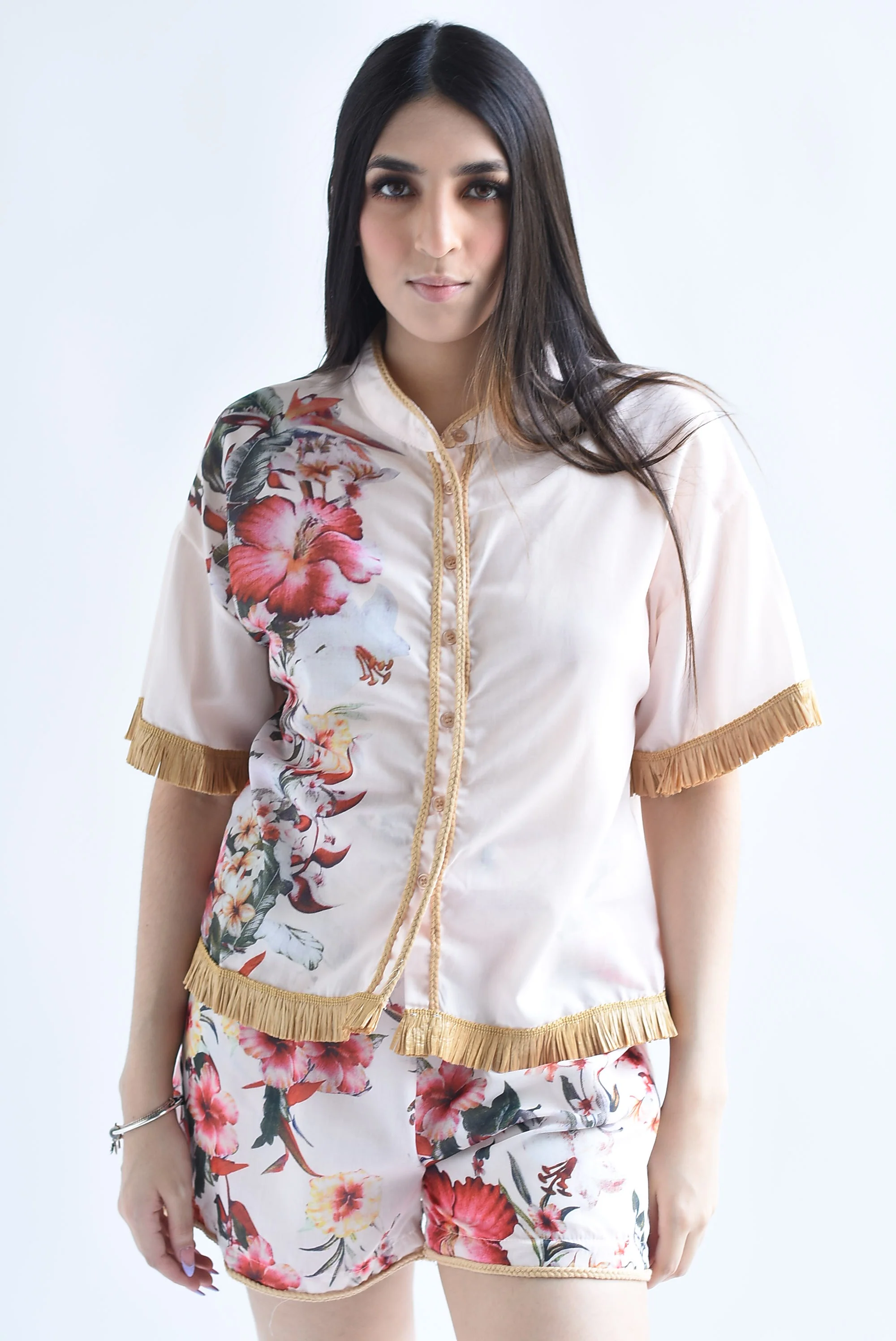 Set Short y Camisa  floral rafia