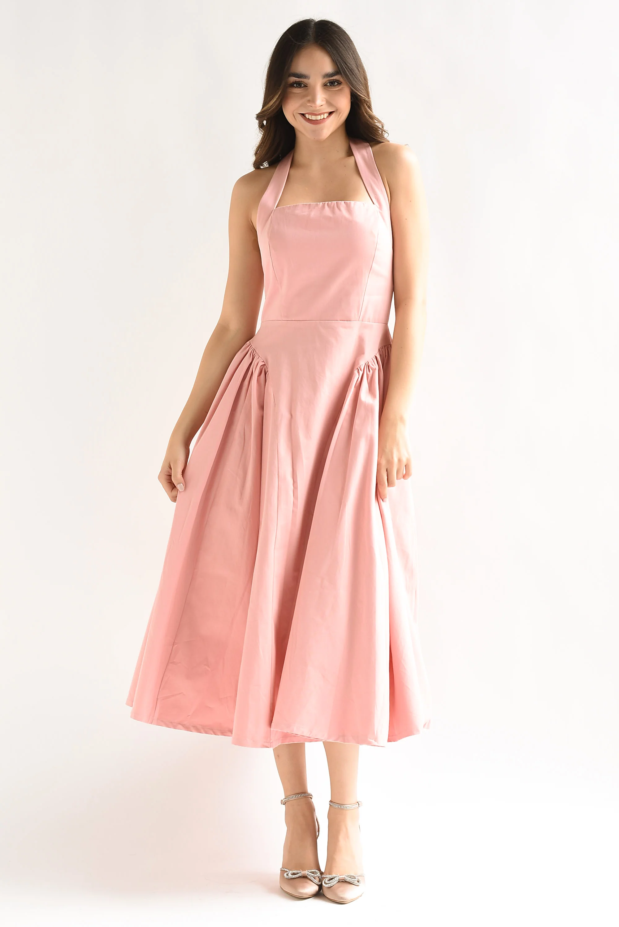 Vestido halter torso Rosa Palo