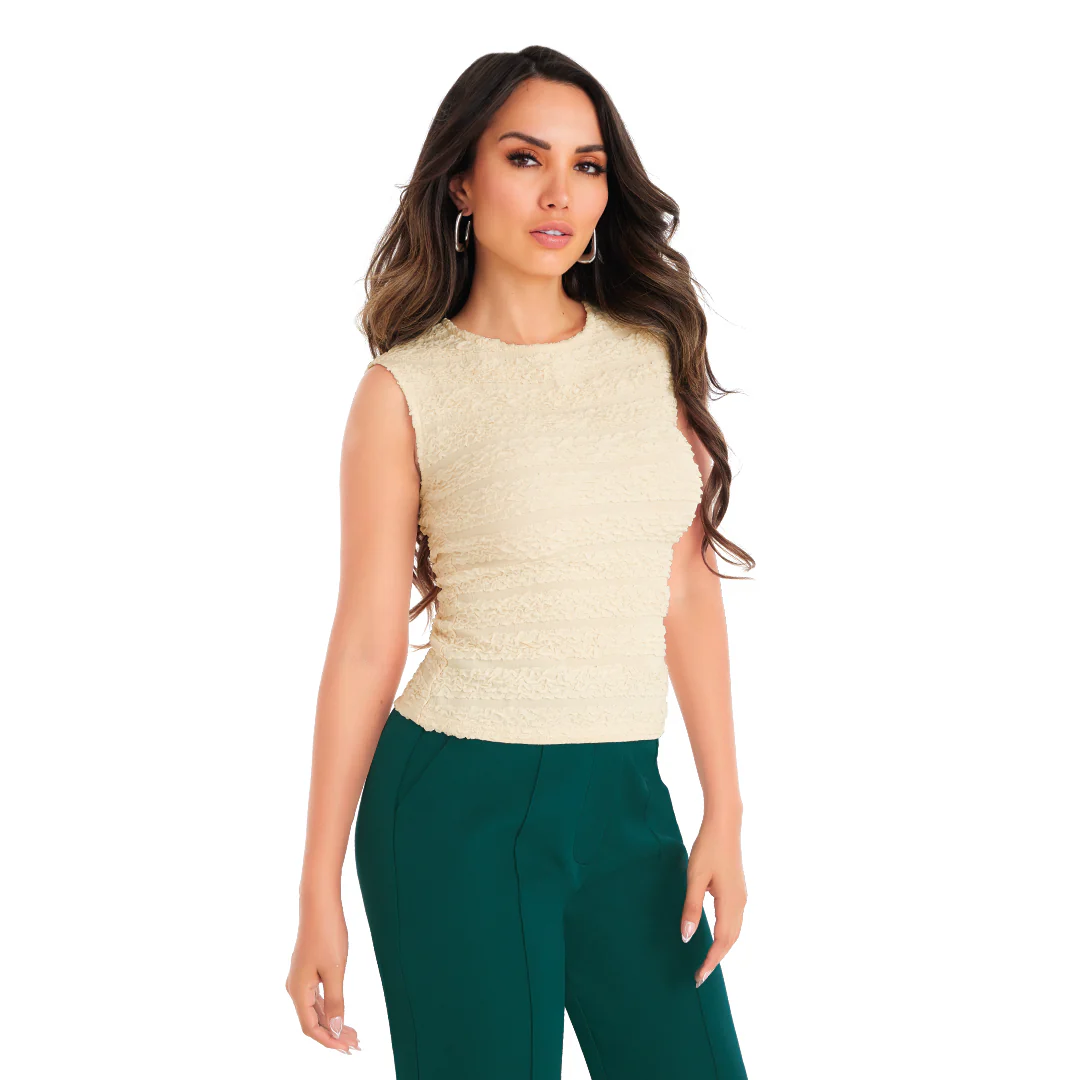 BLUSA IVORY TELA CORRUGADA MUJER 90234