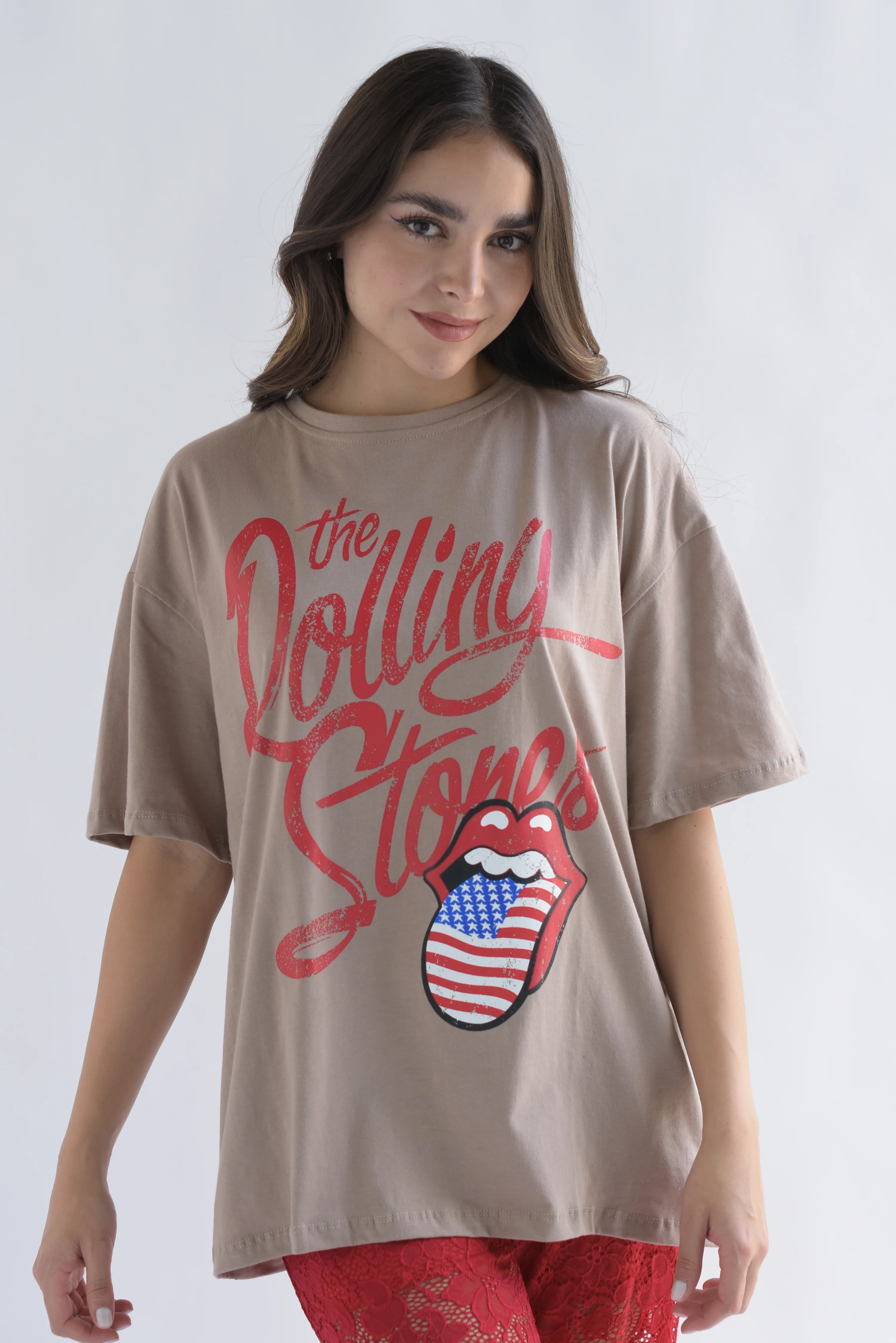 T-Shirt Rolling Stones lengua USA Moka