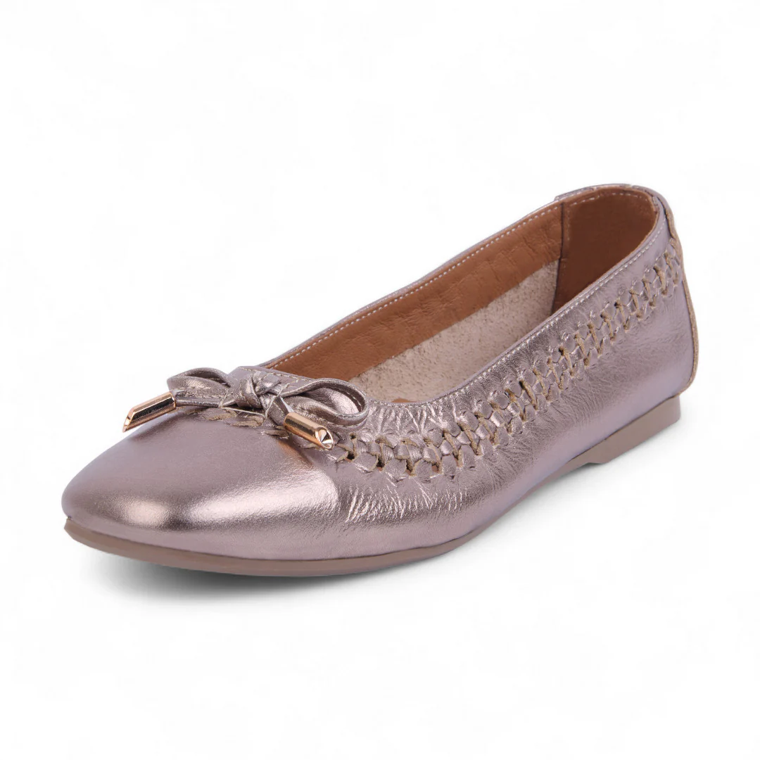 BALLERINA DE PISO DORADO Y ROSA TRENZADO 03333