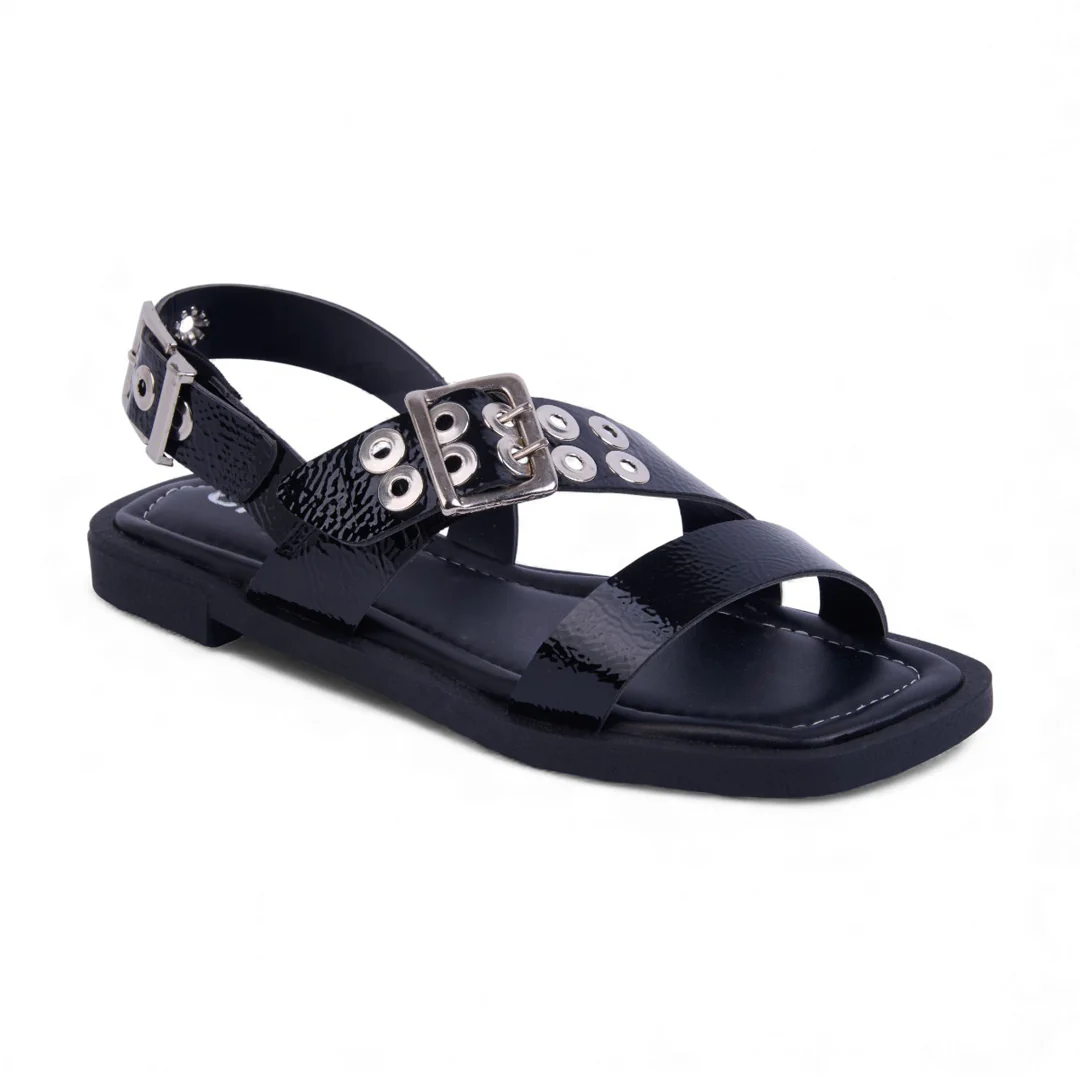 SANDALIA DE PISO NEGRO CON APLICACIONES 37938