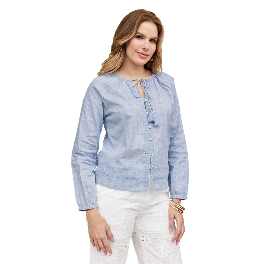 BLUSA MANGA LARGA BORDADA AZUL 92139