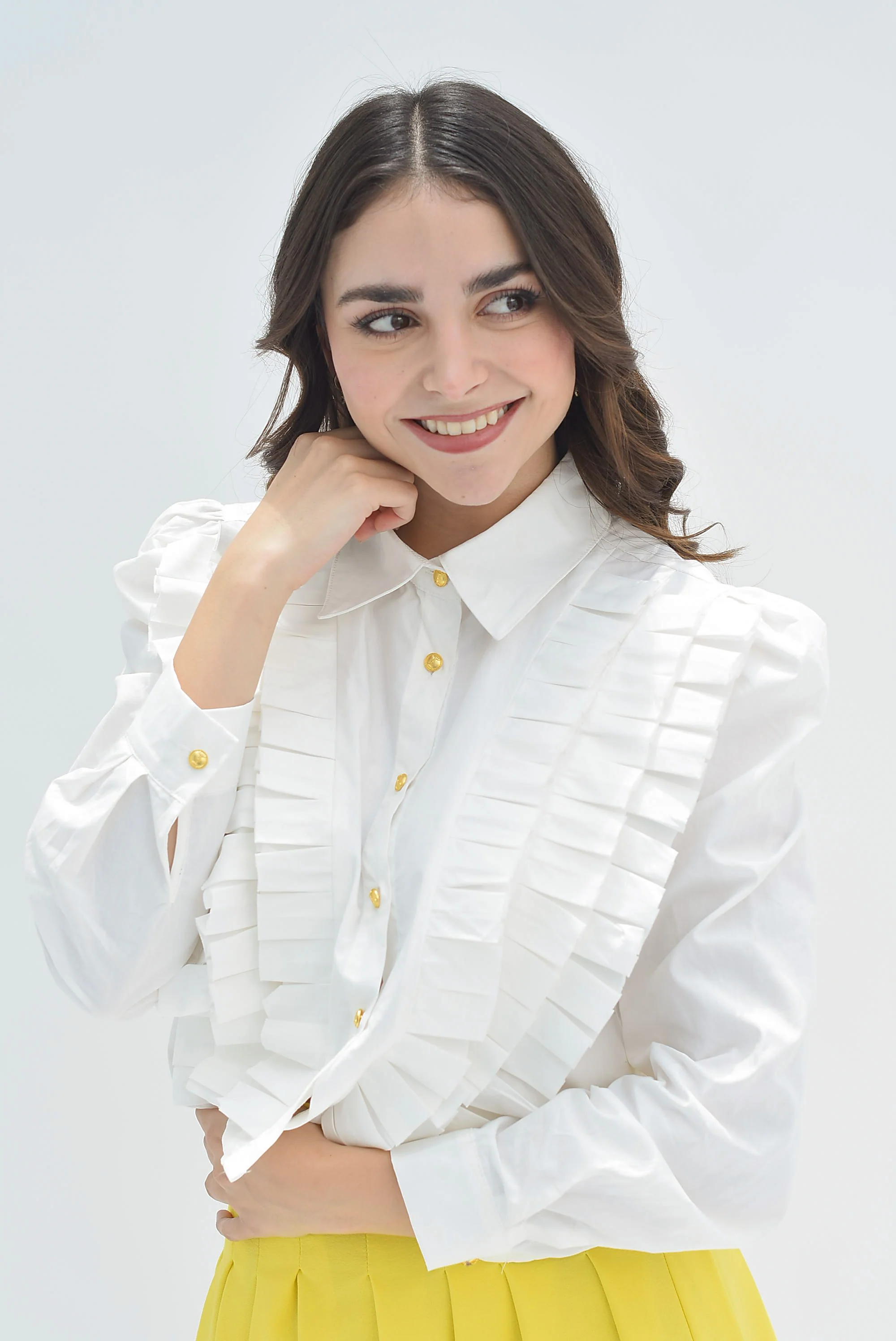 Camisa plisada Blanca