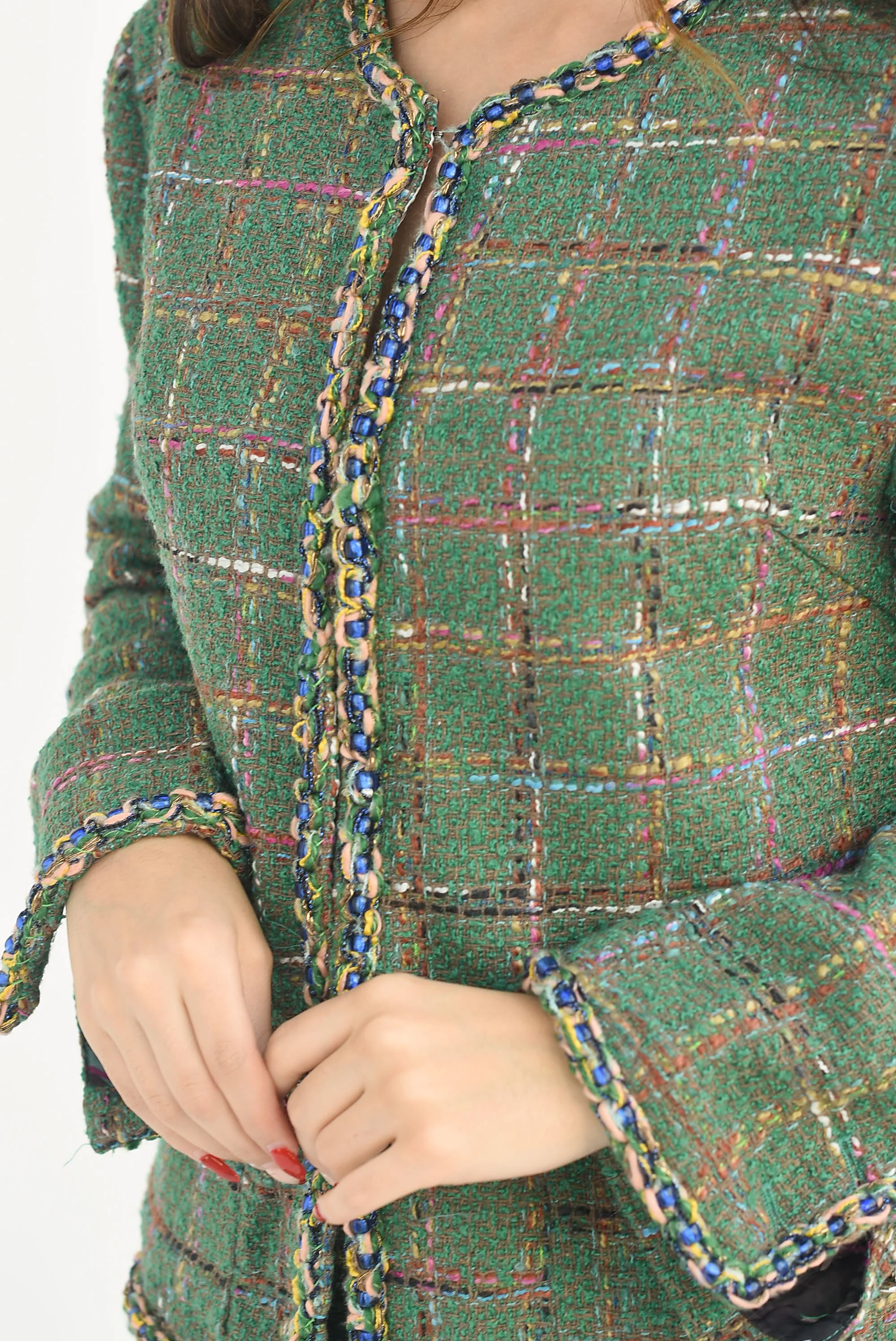 Set Pantalón y Blazer tweed Verde