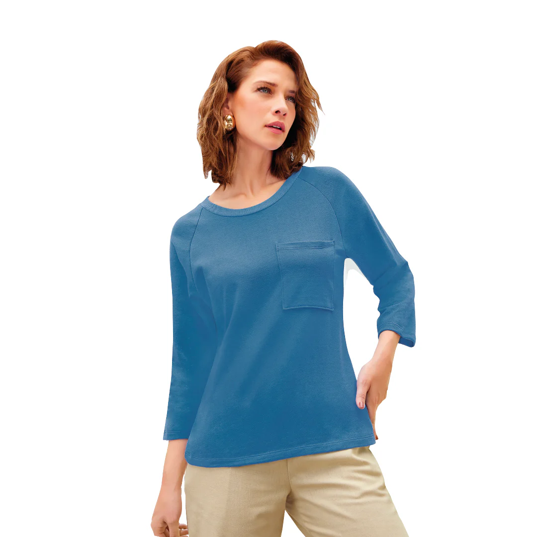 BLUSA AZUL MANGA RANGLAN MUJER 15438