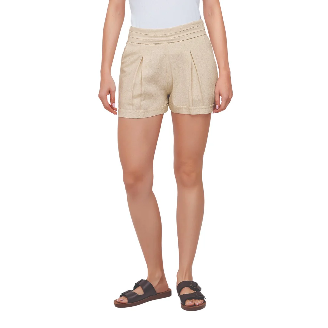SHORT BEIGE PLISADO 40115